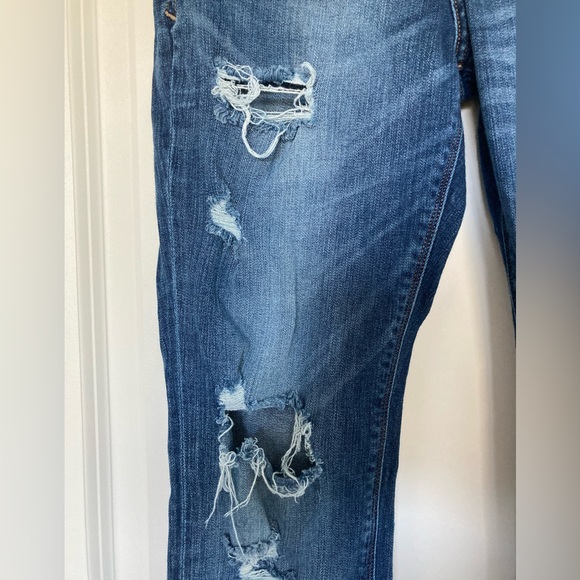 Express Skinny Ankle Mid Rise Distressed Denim Blue Jeans Women’s 6R - Picture 6 of 12